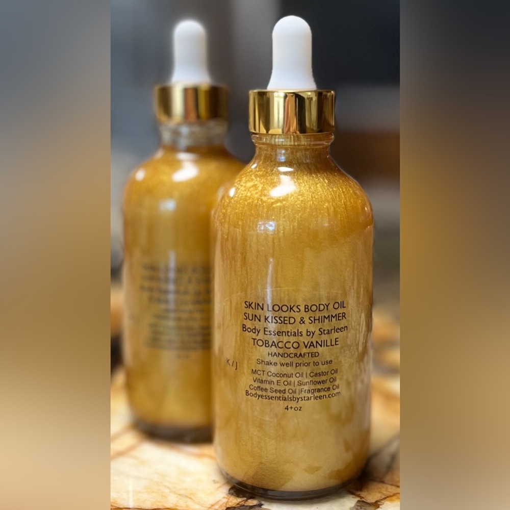 SKIN LOOKS GLOW Body Oil GLOW SHIMMER SHINE- TOBACCO VANILLE - Handcrafted,by Me